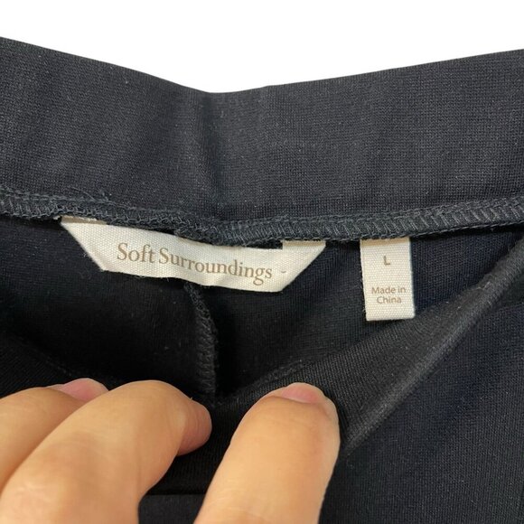 Soft Surroundings Pointe Pants Womens Large Wide Leg Zipper Ankle Black Pull on - Picture 2 of 6